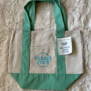 NWT in hand Trader Joe’s pastel mini tote green
